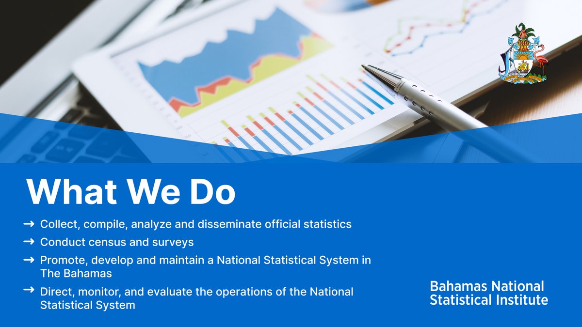 StatsBah's tweet image. Here's how we plan to serve you! 
With a clear framework for the collection and distribution of statistics in the country, the Bahamas National Statistical Institute works to secure data that can guide sustainable progress in the nation.
#bahamasstats #statisiticsbahamas #bahamas