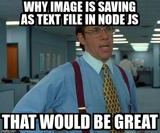 overflow_meme's tweet image. why image is saving as text file in node js stackoverflow.com/questions/6840… #multer #mongodb #nodejs