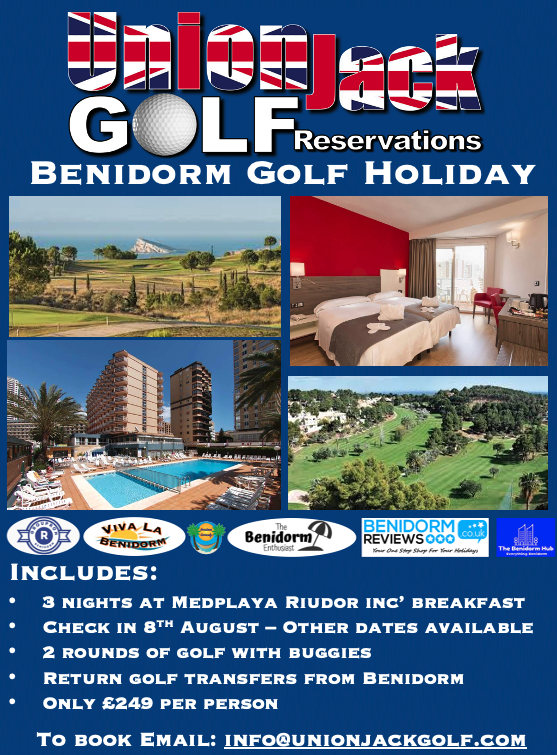 Benidorm August Golf holiday only £249 per person
unionjackgolf.com/medplaya-riudo…