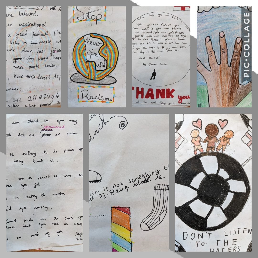 Year 5 showing their support for the England Team #antiracism  #nochildanoutsider