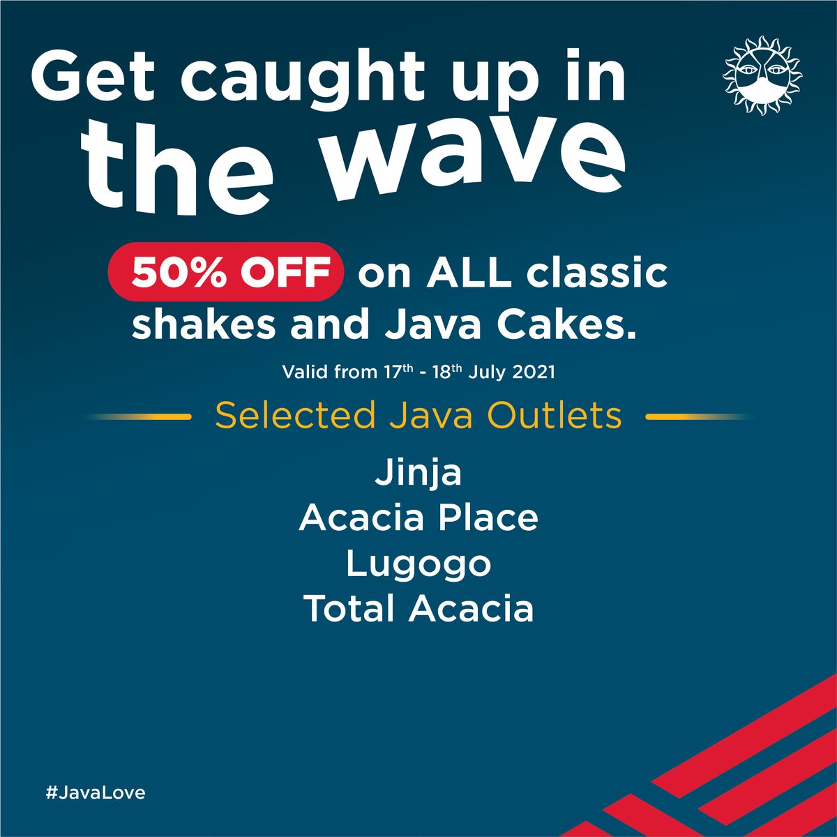 JavaHouseUG's tweet image. Ride the #JavaWave at Java Lugogo, Jinja, Acacia Place & Total Acacia and on delivery from Glovo and Jumia Food this weekend on Saturday 17th & Sunday 18th July.
⠀
#JavaLove #JavaHouseUG
