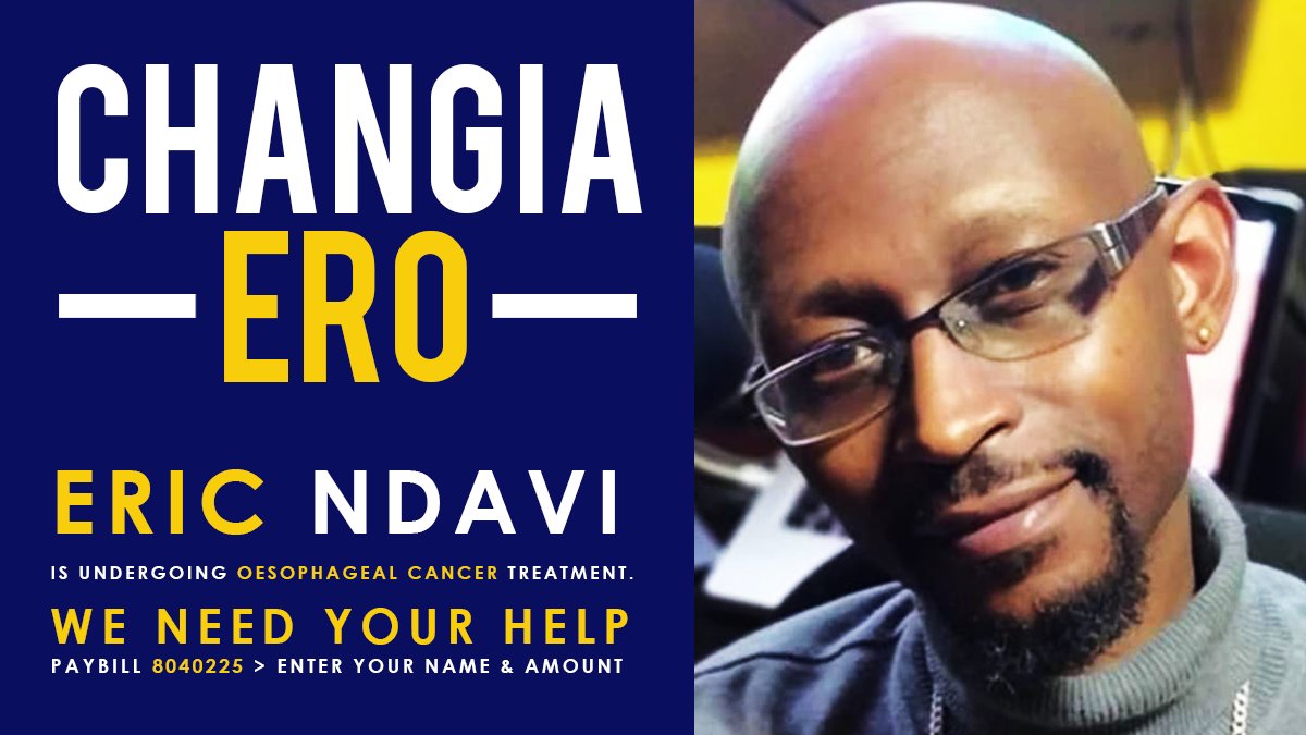 #EricNdavi is fighting cancer. 

Ero needs your help.

Ways you can support: 
- Pray for him
- RT this post to raise awareness 
- Turn-up for the #EricNdaviMedicalFund events. 
- Send your #ChangiaEro donation to Paybill 8040225 > Your Name &amp; Amount

Let's #BeAHero4Ero ✊👊🙌