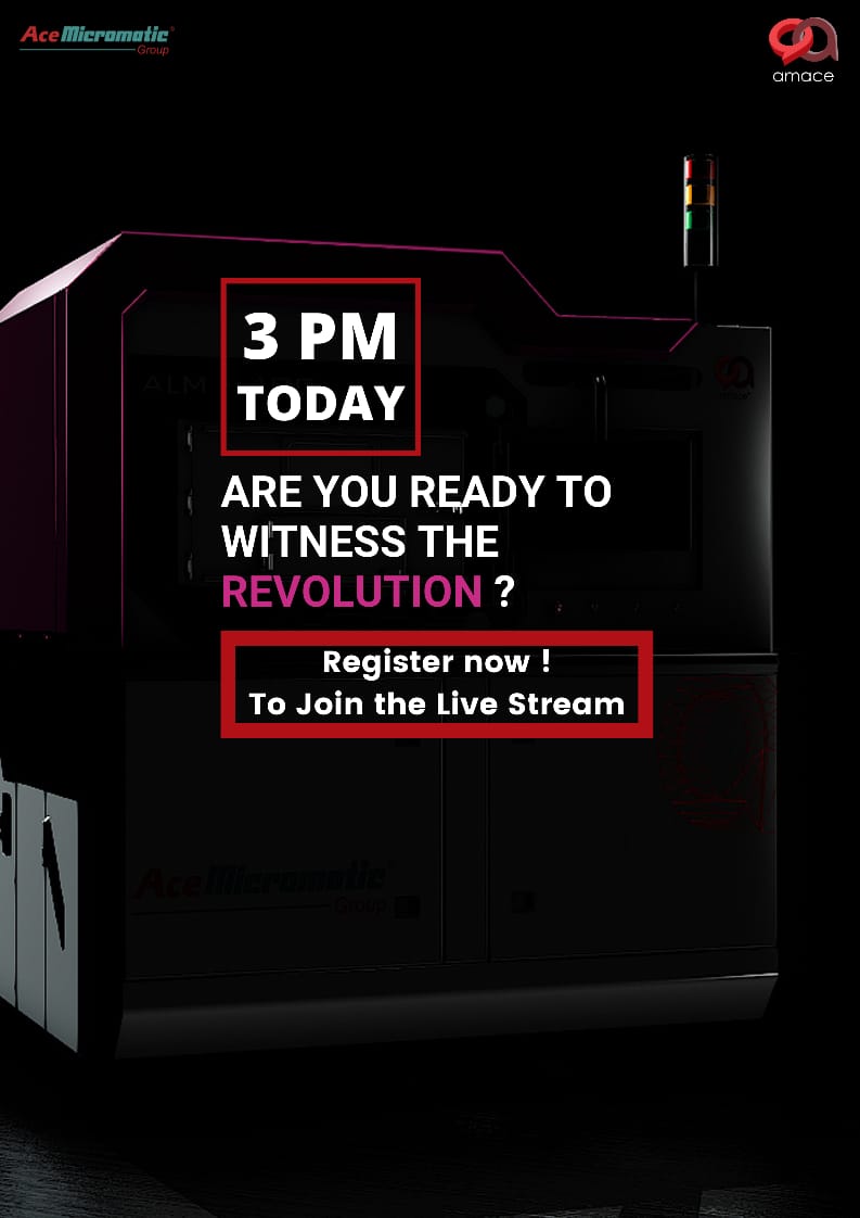 Finally the day has come! Join us as we unveil the most awaited metal #additivemanufacturing machine from amace solutions.
If you haven't registered yet, register here: acemicromaticgroup.info