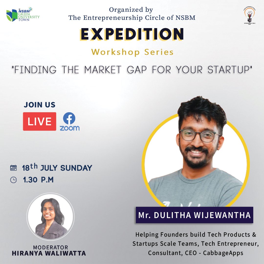 ecnsbm's tweet photo. ‘Expedition 2.0’
"Finding the market gap for your startup" 

👨‍💼Speaker - Mr. Dulitha Wijewantha, the CEO of CabbageApps and a board member of https://t.co/JP4DLVtg58

🗓 On 18th July, 2021
⏰ From 1.30 P.M onwards
🖇️ FB live - https://t.co/GXtsoobHlr

Don’t miss out ‼️
#startups https://t.co/gTGYrLuMTF