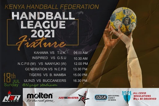 BuccaneersHand1's tweet photo. This weekend, we are up against Generation Handball club (17-Jul-2021, 1030hrs) and Ulinzi Handball Club (18-Jul-2021, 1630hrs). All the best Buccaneers! https://t.co/VjOc9W7nVR