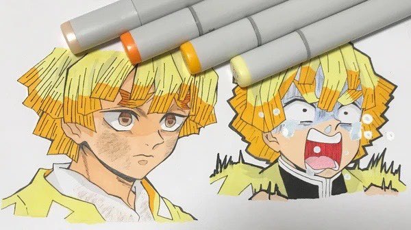 Akira好きのljk いちご 初めてコピック使ったときのイラスト 使い方が下手っぴ 特に影とか 鬼滅の刃 我妻善逸 善逸 コピックイラスト イラスト イラスト好きな人と繋がりたい イラスト好きと繋がりたい コピック T Co Ast9doa9fi