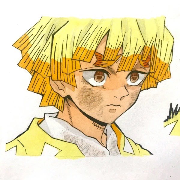 Akira好きのljk いちご 初めてコピック使ったときのイラスト 使い方が下手っぴ 特に影とか 鬼滅の刃 我妻善逸 善逸 コピックイラスト イラスト イラスト好きな人と繋がりたい イラスト好きと繋がりたい コピック T Co Ast9doa9fi