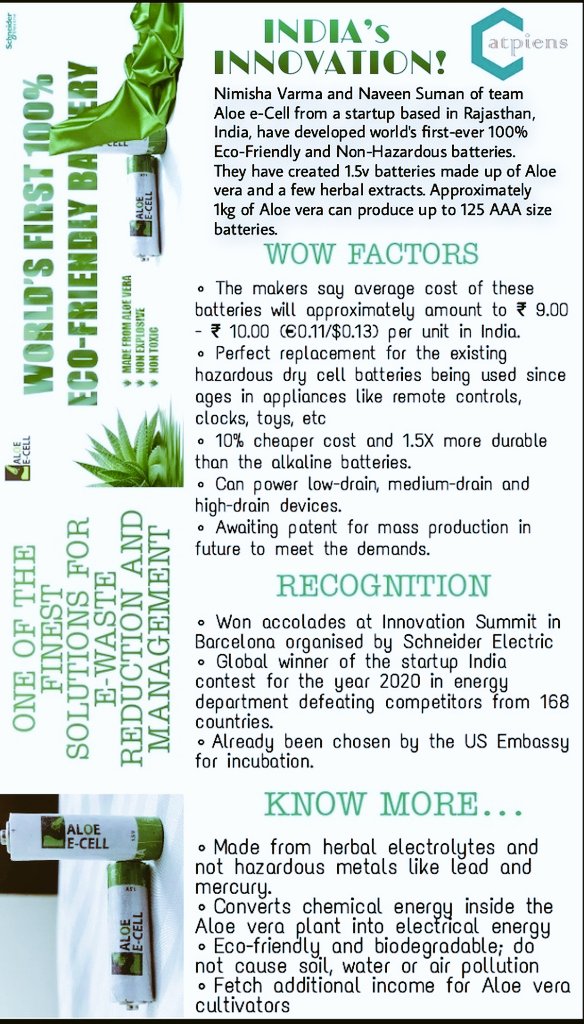 atpiens's tweet photo. INDIA’s INNOVATION | ALOE VERA Batteries! 
https://t.co/Of8m05dTXF
#atpiens 
#atpiensprahaa 
#battery
#indiaindigenous
#selfreliant
#helpfarmers
#innovation
#ecofriendly
#ecofriendlybatteries
#plantcellbattery
#indiasinnovation https://t.co/O6ggVbTS0X
