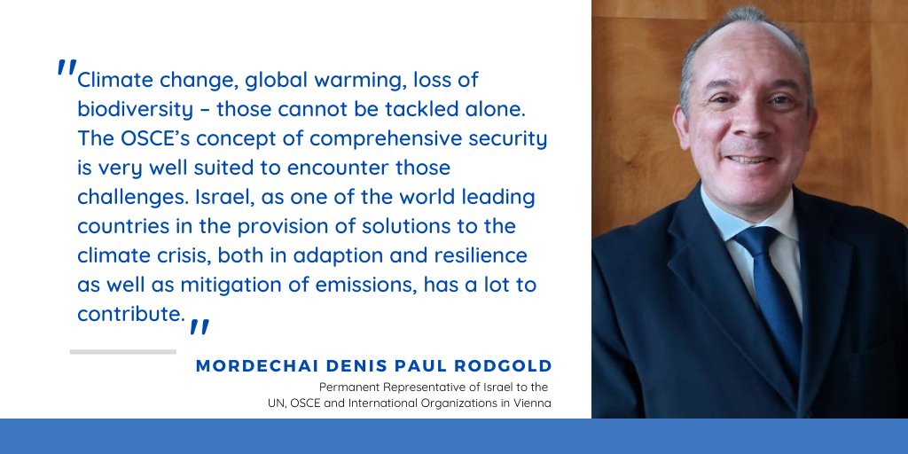 The @OSCE #MedPartners were invited to the #PermanentCouncil, to participate in a high-level discussion on addressing the #ClimateCrisis. Our gratitude goes to 🇸🇪 @UlrikaFunered, 🇵🇱@AdamHalacinski and OSCE SG @HelgaSchmid_SG.

PR @RodgoldMD addressed the forum on behalf of 🇮🇱