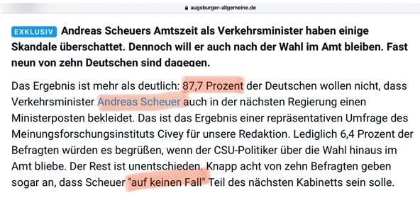 Wir möchten 87,7 PROZENT der Deutschen raten, AUF GAR KEINEN FALL die Union zu wählen... 
Servicetweet! Smiley! Nichts zu danken!
#AndiBScheuert