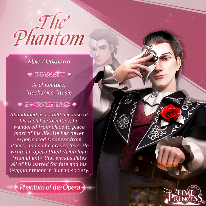 Anholdelse Opmærksom Peck Time Princess on Twitter: "The Phantom hides in the shadows deep beneath  the majestic Paris Opera House. He is talented in many areas and passionate  about music, yet he can't keep his