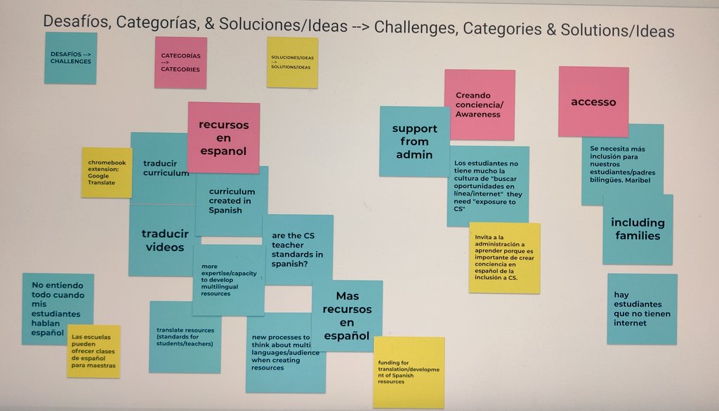 Collaborating w/ <a href="/MayneOsorio/">Mayné González Osorio</a> &amp; other Spanish-speaking CS educators to identify ways to address challenges in teaching CS in Spanish #CSTA2021
