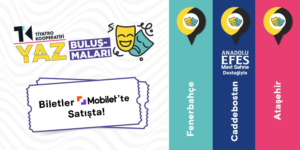 TiyatroKoop's tweet image. Tiyatro Kooperatifi Yaz Buluşmaları 2 Ağustos’ta başlıyor! Her yaştan seyirciyi tiyatronun iyileştirici gücüyle yeniden bir araya getirmeyi hedefleyen dopdolu programın biletleri @MobiletOfficial&apos;da satışta! mobilet.com/bucket-event/t… #AnadoluEfes @atasehirbld @kadikoybelediye