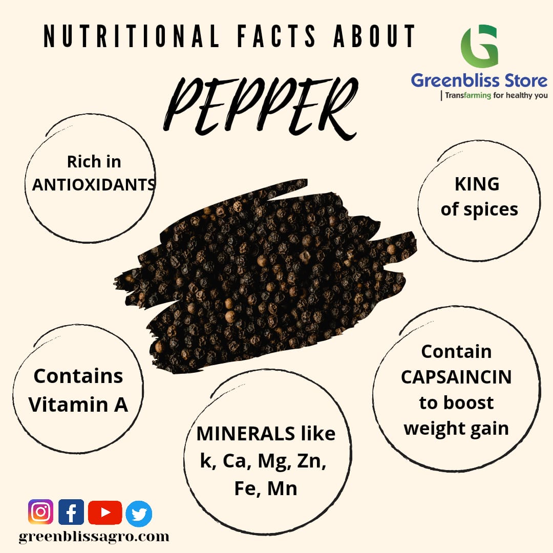 StoreGreenbliss's tweet photo. A healthy body requires proper balance in weight.
Pepper is small and attractive, but it is high in nutritional value can also help in balanced weight

#pepper #hyderabad #nutrition #nutritionalfacts @Hyderabadiiiiii @PromoYourApp @nutritionrobot https://t.co/53TQmOKWsJ