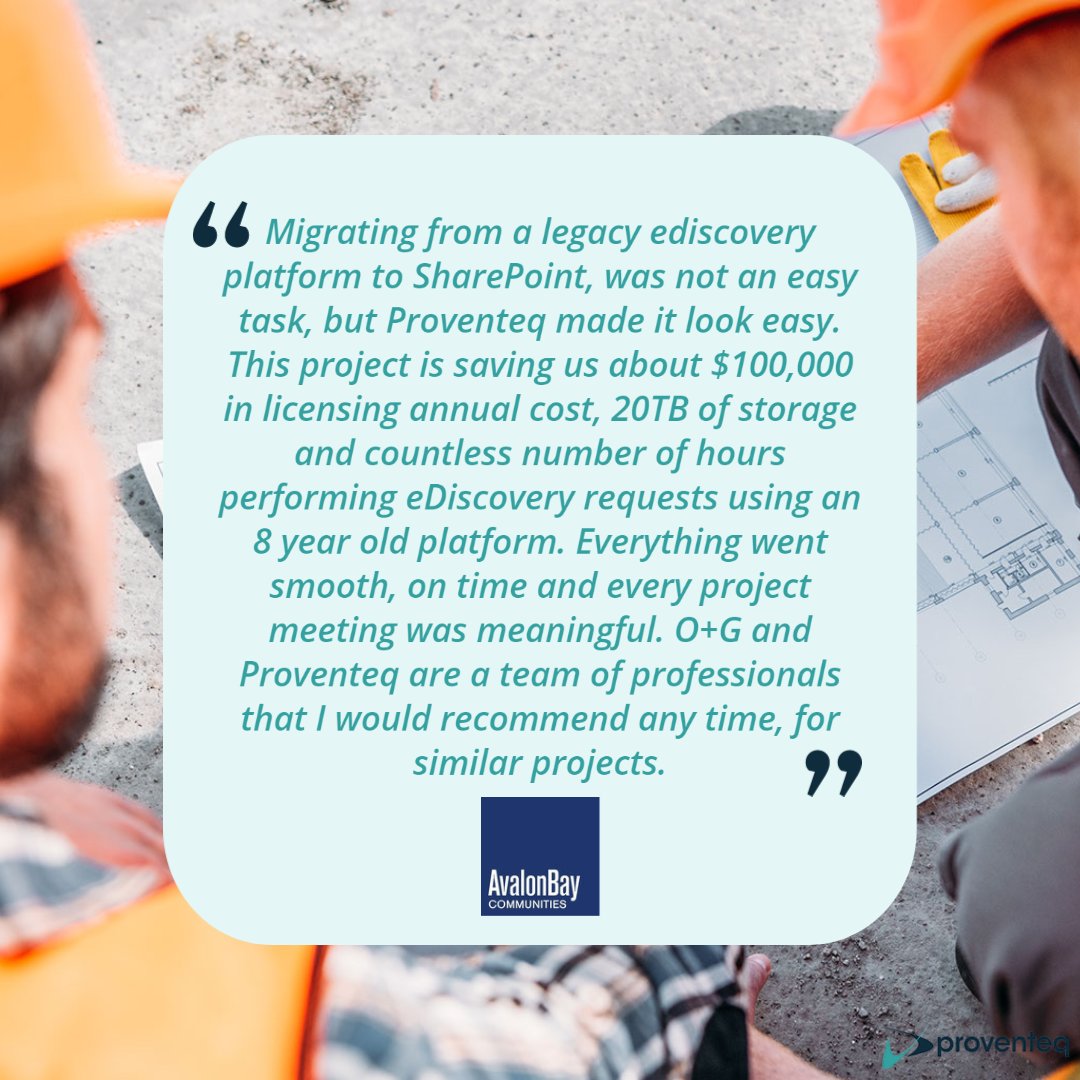 Proventeq's tweet image. Have you looked at our case study migrating @AvalonBay from #IBMFileNet to #SharePoint online? You too can save costs and hours by moving from your outdated ECM to a new, modern cloud-based system.
proventeq.com/client/avalonb…
#Proventeq