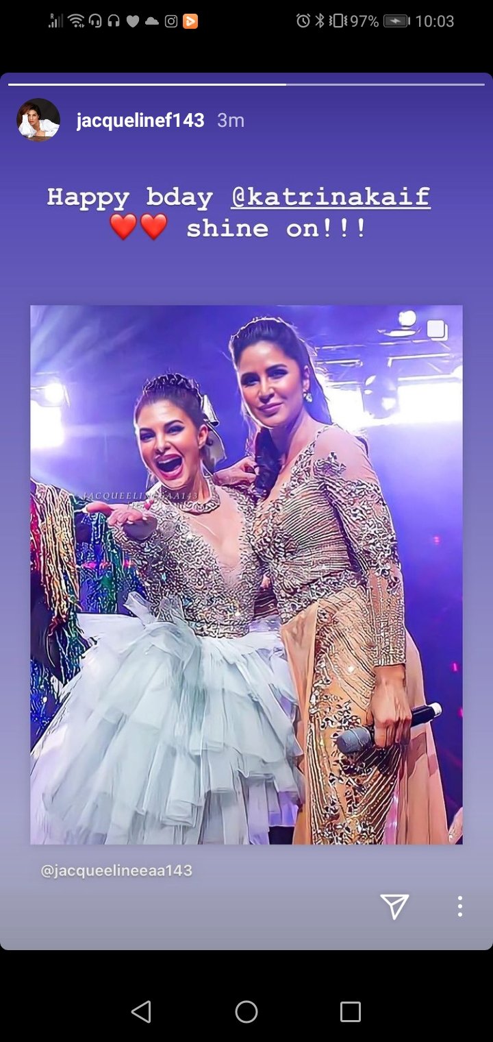 \"Happy bday Katrina Kaif    shine on!!!\" - Jacqueline Fernandez 