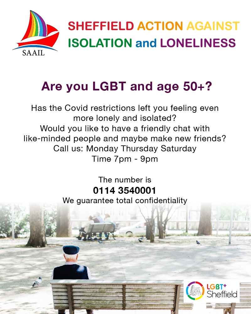 #lgbtsheffield #lgbt #saail #sheffield #lgbt #lgbtq #lgbtqplus #covid #chats #lonely #isolated
