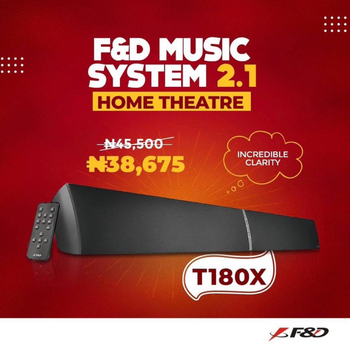 RealDreylo's tweet photo. Check out the price slash on all quality @fanddnigeria sound systems. Get yourself one of these babies. 100% Secure & safe Payment platform. Payment on delivery for orders within Lagos.
#TheUltimateSound https://t.co/BJvSzfynlL