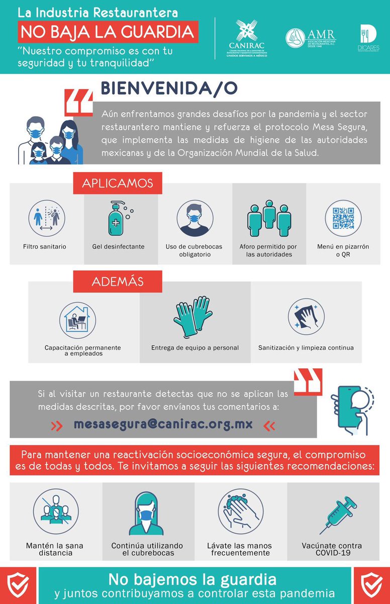 Ante el regreso a Semáforo Naranja, la Industria Restaurantera NO BAJA LA GUARDIA