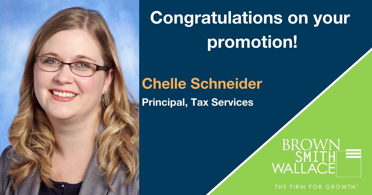 Please join us in congratulating Chelle Schneider on her promotion to Principal, Tax Services! #culturematters