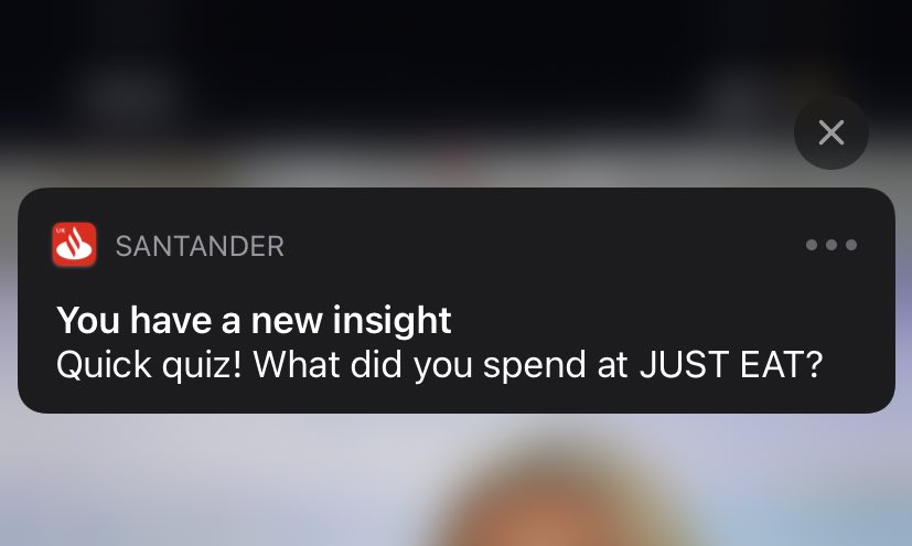 amy_nicholsonnn's tweet photo. Santander’s subtle way of telling me to stop being a fat bitch https://t.co/JsUuYKKPsT