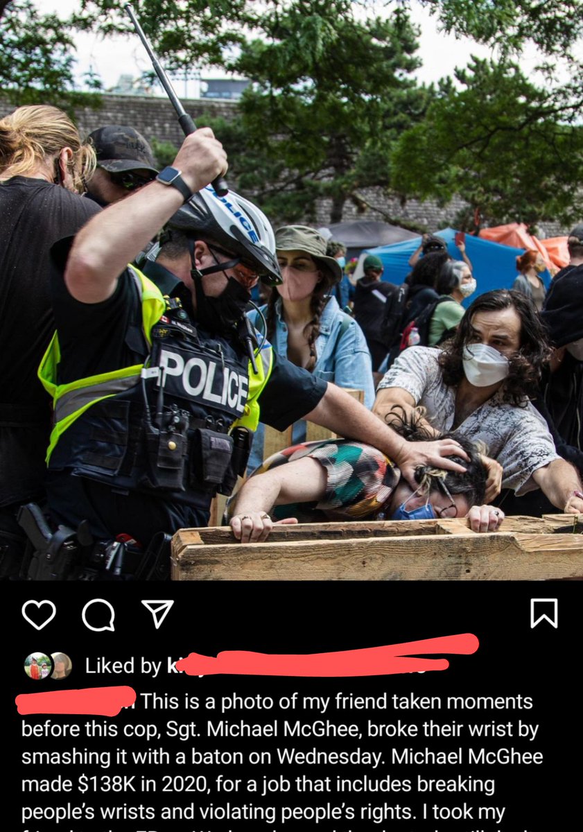 TheBikingLawyer's tweet photo. These are photos of the #LamportStadium violent militarized eviction 2 days ago. We pay the choker Sgt Watson +$165,000 and the wrist breaker Sgt McGhee $138,000 annually. #DefundThePolice https://t.co/McCV2X9A8y