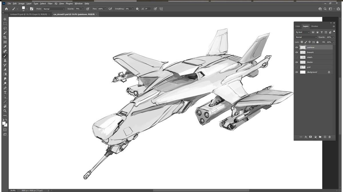 Solti's Götterdämmerung and architectural concept work today. Taking lunch to render this fellow out some and work on my illustration skills, particularly of being more mindful of lost edges. Might end up modeling this instead. Much to learn. 