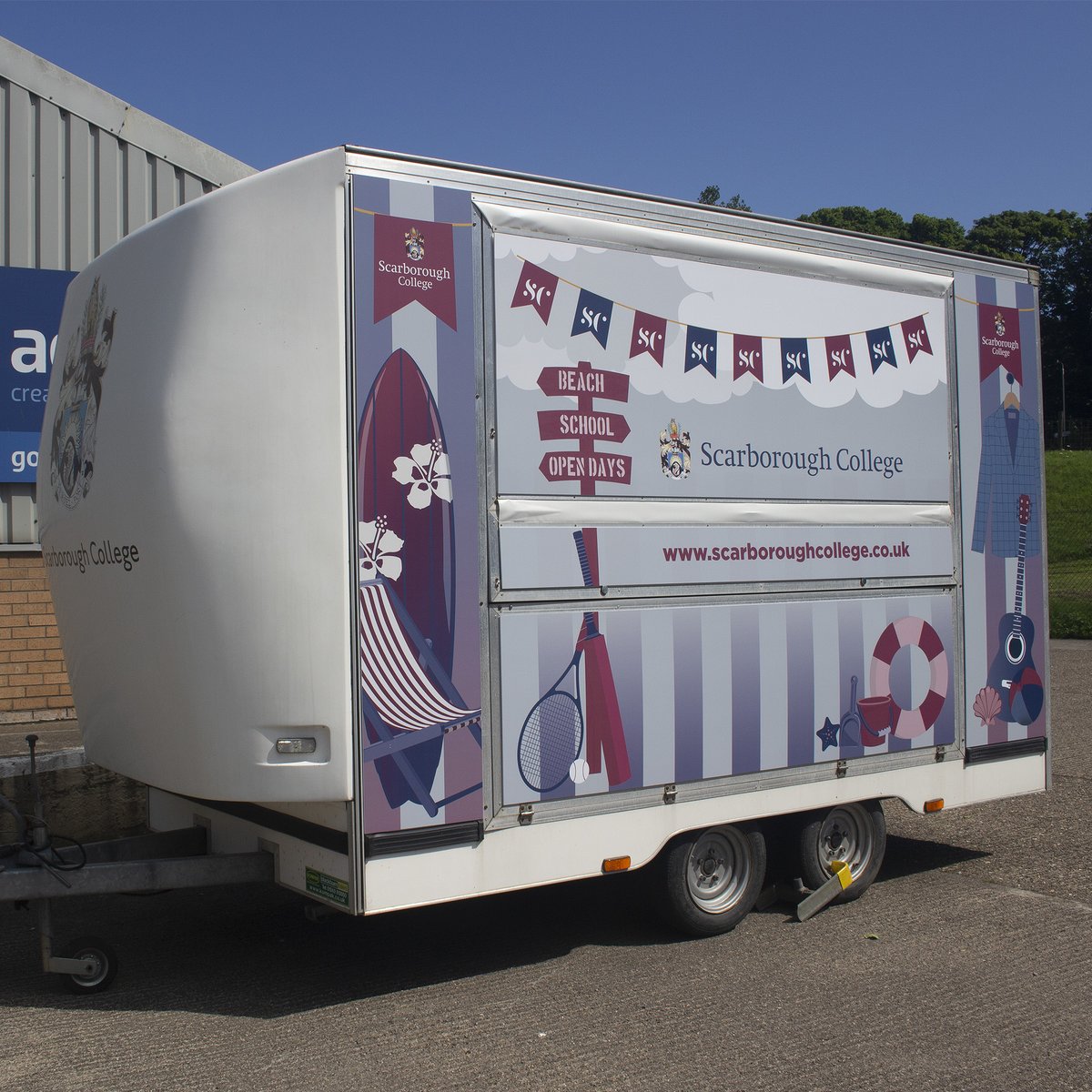 adversetweet's tweet image. Complete transformation for @ScarboroughCol1's marketing trailer for the #Driffieldshow, involving custom designed &amp;amp; printed foamex boards and vinyl graphics showcasing school life on the coast. All fitted by our expert crew #trailergraphics