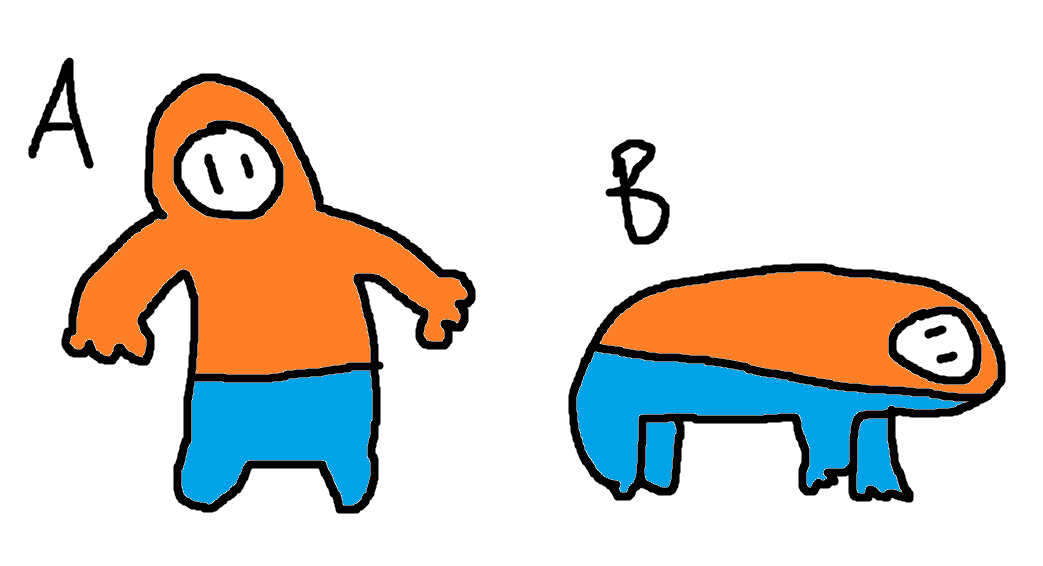 FallGuysDE's tweet photo. Wenn die Fall Guys eine Hose tragen würden, würden sie die wie A oder wie B tragen? 🤔 https://t.co/YeuT7xkgFL