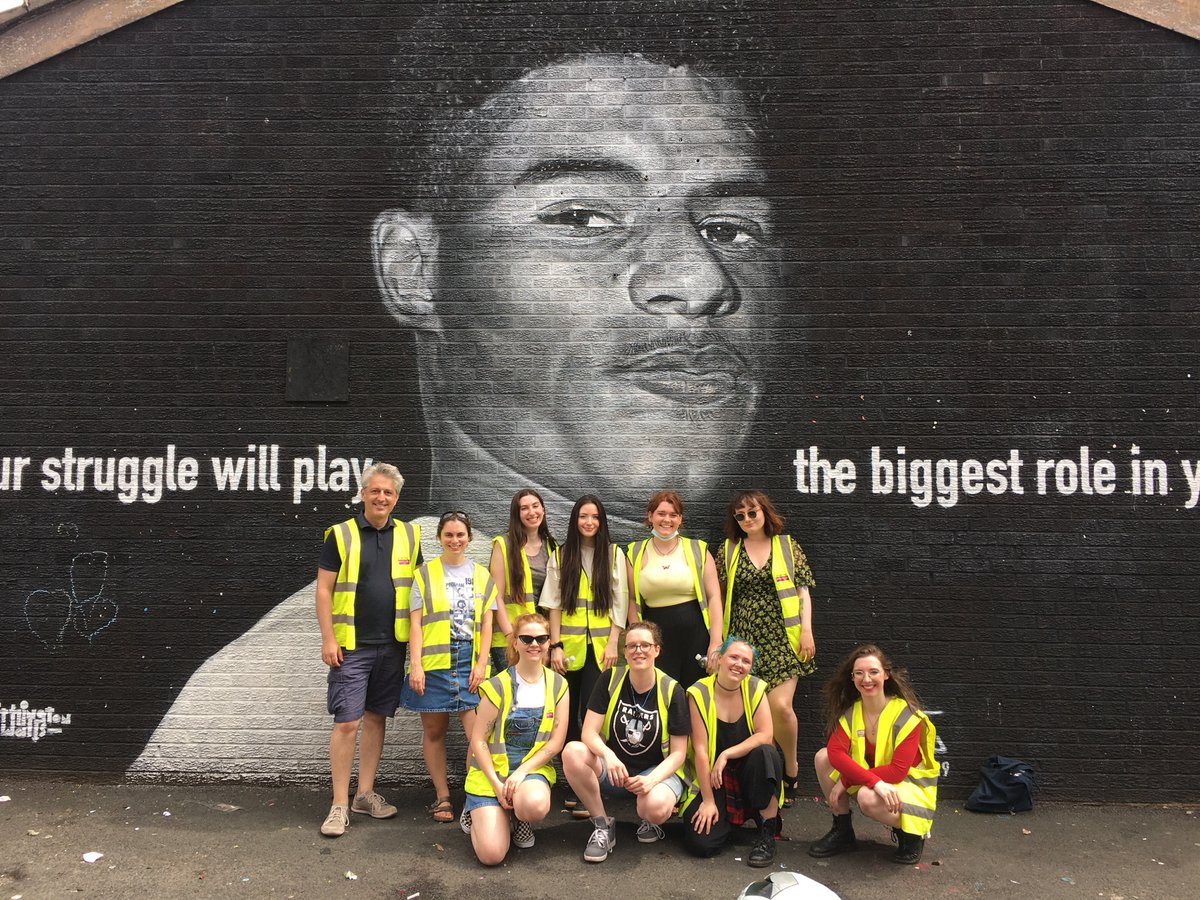 All done! It’s been a pleasure and a privilege to help today with the removal of the #MarcusRashfordMural tributes. Many thanks to our students <a href="/UoMICP/">Institute for Cultural Practices</a> <a href="/OfficialUoM/">The University of Manchester</a>, our partners <a href="/archivesplus/">Archives+</a> @mcrartgallery &amp; @PHMMcr and everyone who contributed to this amazing public response!