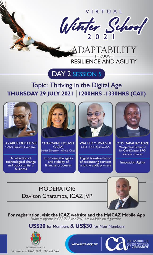 CCGSYSTEMS's tweet photo. We are excited to announce our participation in the Virtual Winter School organized by The Institute of Chartered Accountants of Zimbabwe (ICAZ)!
#InAndAroundCCG
#CCGSYSTEMS https://t.co/Ug1Ly8rwpy