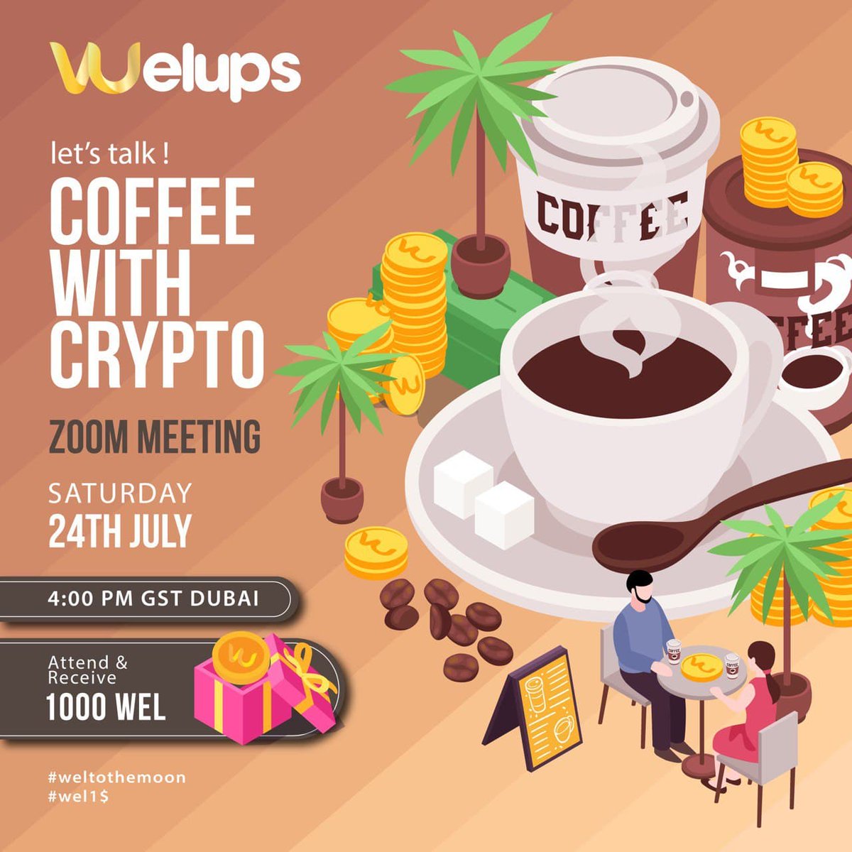 Welups_'s tweet photo. Coffee With Crypto 🌟
https://t.co/ZBjucjAsuS

https://t.co/qD5UdPiNmN
📍Meeting ID: 268 682 6868
📍Passcode: 686868

🎁Attend and receive 1000 WEL!
4pm GMT +4 Saturday, July 24th

#Welups #Wel #Wel_1$ #Wel_to_the_moon #Blockchain #NFT #Exchange #invest #CoffeewithCrypto #Crypto https://t.co/gIkhByJbku