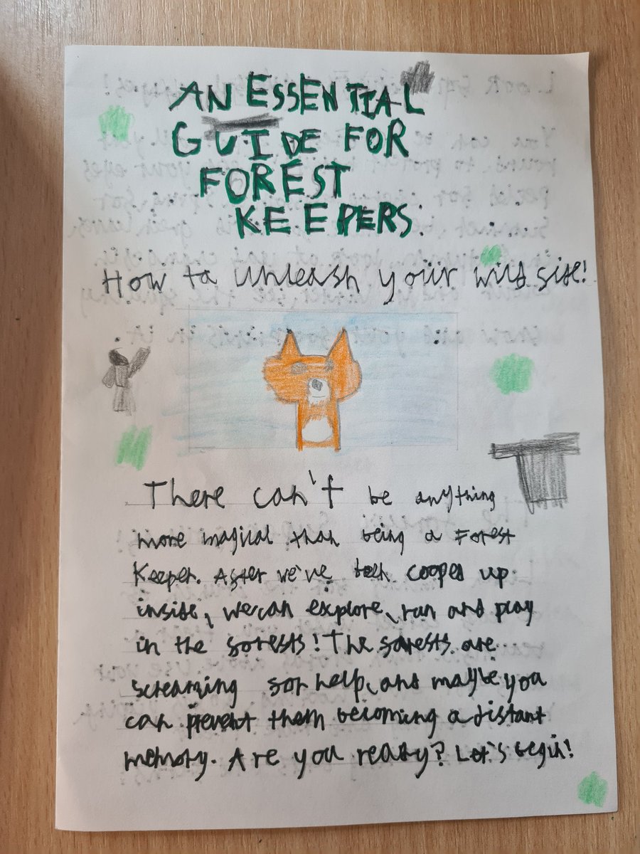 Devonshire_RdY4's tweet photo. Year 4 have finished the year with some wonderful wild writing, designing Forest Keeper guidebooks based on @timbertilley's wonderful tips and ideas in his fabulous story, #Harklights. We are so proud of their hard work - go and explore the wild world this summer! #forestkeeper https://t.co/btd8ocQypH