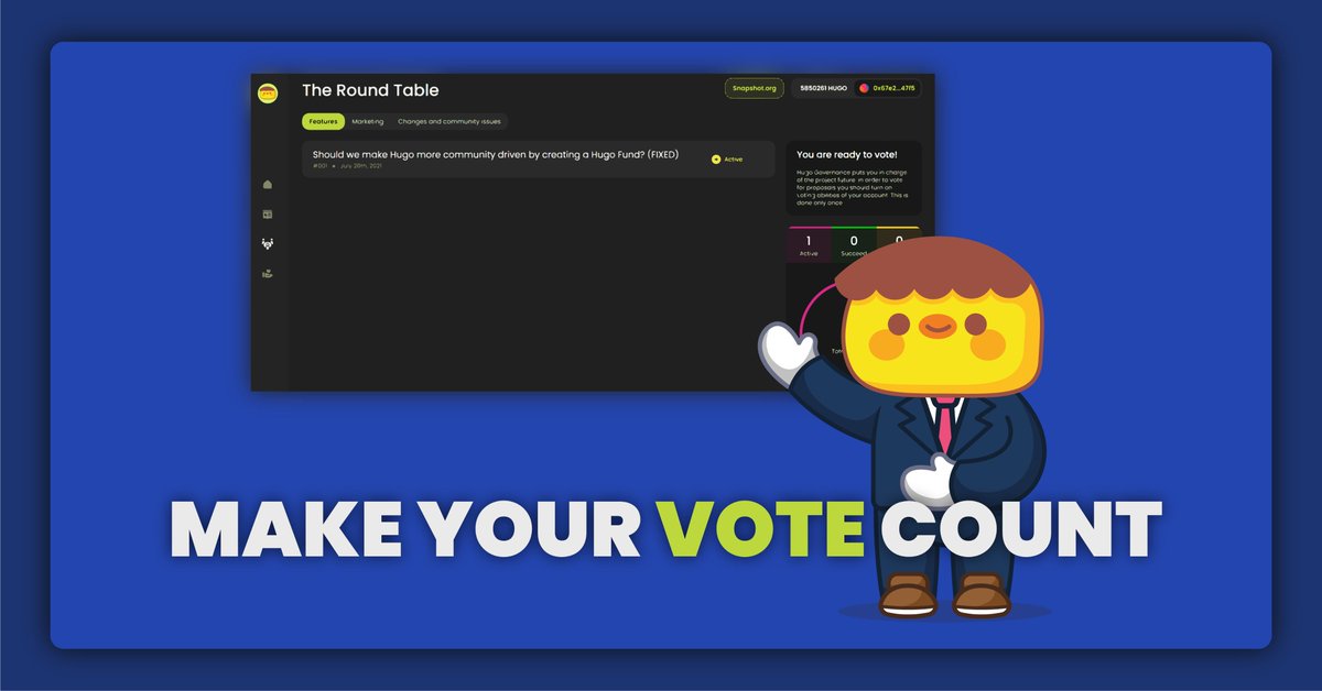hugo_finance's tweet photo. Hello Hugonauts! Keep in mind you can still vote on #DAO proposal:
https://t.co/hvRO6LYvu1
We will #airdrop $Hugo to all voters who also share and like the original post! Keep in mind you have to have Hugo to vote! 🐣
#HugoFinance #BinanceSmartChain #DeFi #BSC https://t.co/CQLrJbvieq