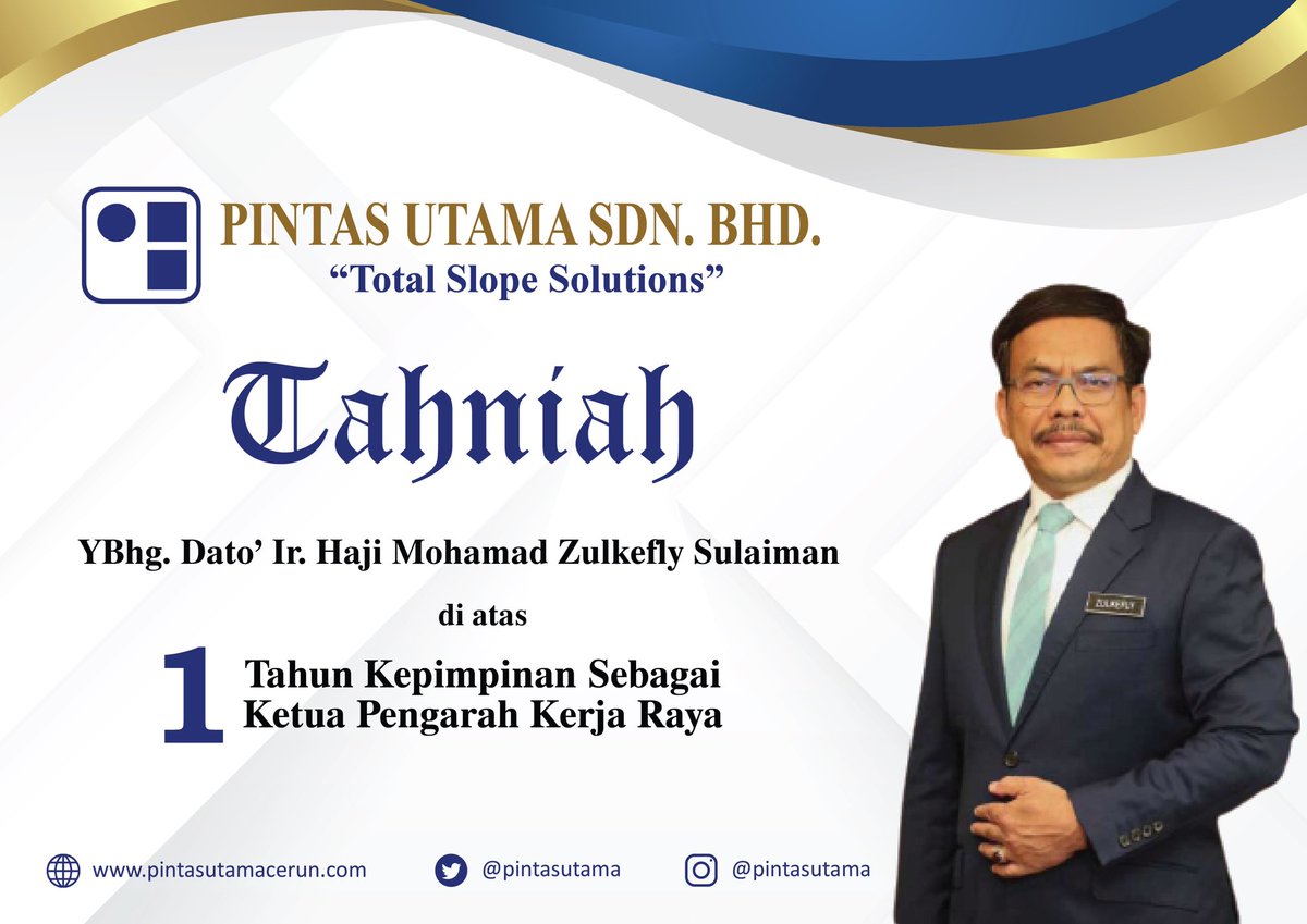 Setinggi Tinggi Ucapan Tahniah Diucapkan Kepada Ybhg Dato Ir Haji Mohamad Zulkefly Sulaiman Diatas 1 Tahun Kepimpinan Sebagai Ketua Pengarah Kerja Raya Semoga Terus Mencipta Aspirasi Dan Kecemerlangan Bersama Jabatan Kerja Raya Pic Twitter Com
