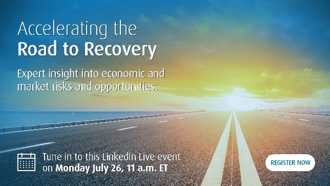 Tune in to our LinkedIn Live on the BMO Capital Markets page on July 26 at 11 a.m. ET as we examine the impact of Canada and the U.S. reopening on equity markets, dealmaking and monetary policy. #RoadtoRecovery spr.ly/6009yjaWf