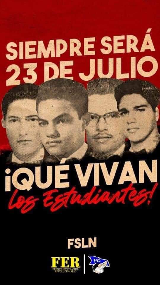 hunter_rashell's tweet photo. #4219AlegriaJusticiaYPaz 
#DiadelEstudiante 
#23deJulio

Conmemoramos 6️⃣2️⃣ años de lucha, la masacre de 4 jóvenes estudiantes en León  dejó un legado que el pueblo hasta hoy sigue haciendo suyo.
Que vivan los Estudiantes! ✊🏼 https://t.co/rWjlHiBWd1