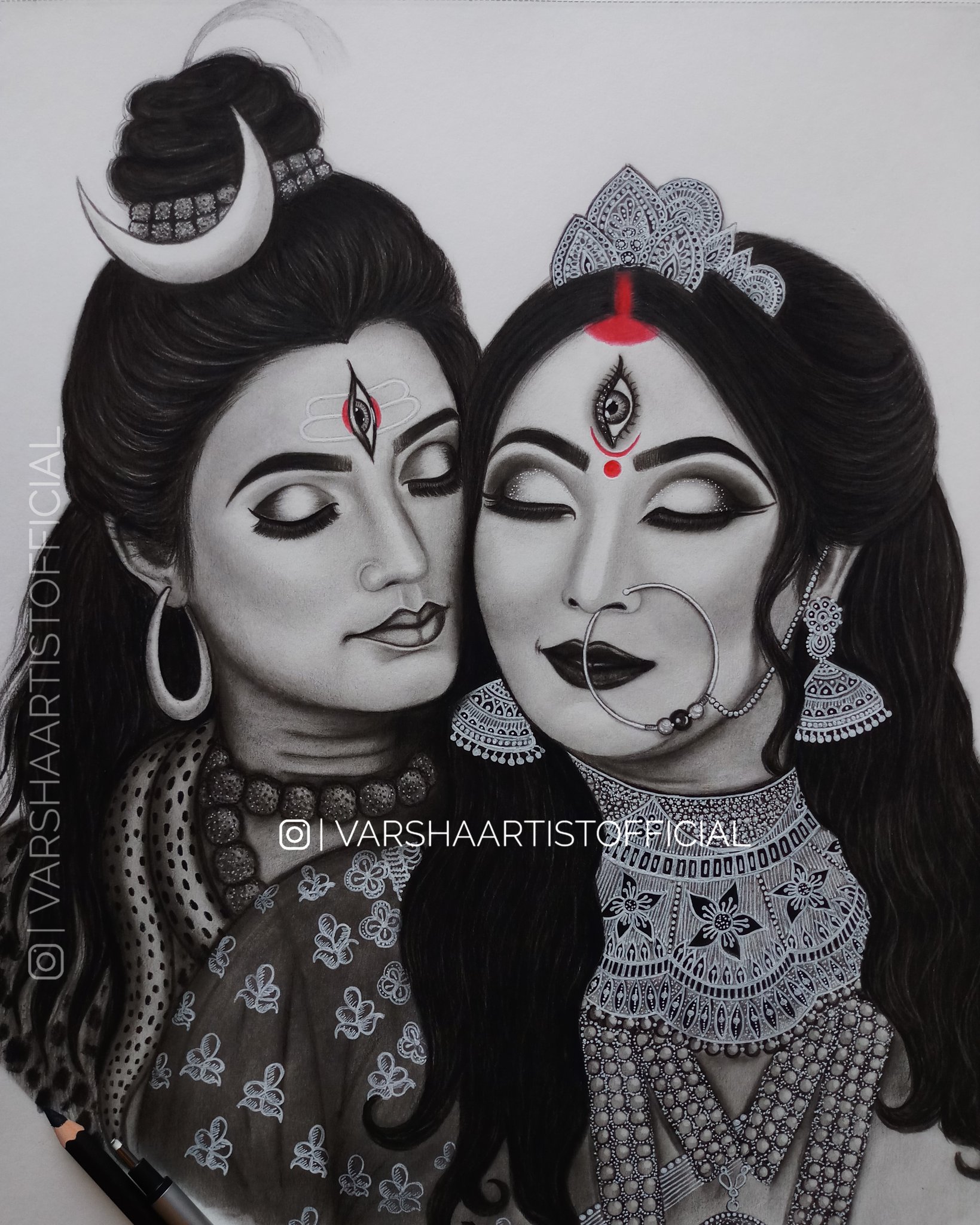 pencil drawing of lord shiva