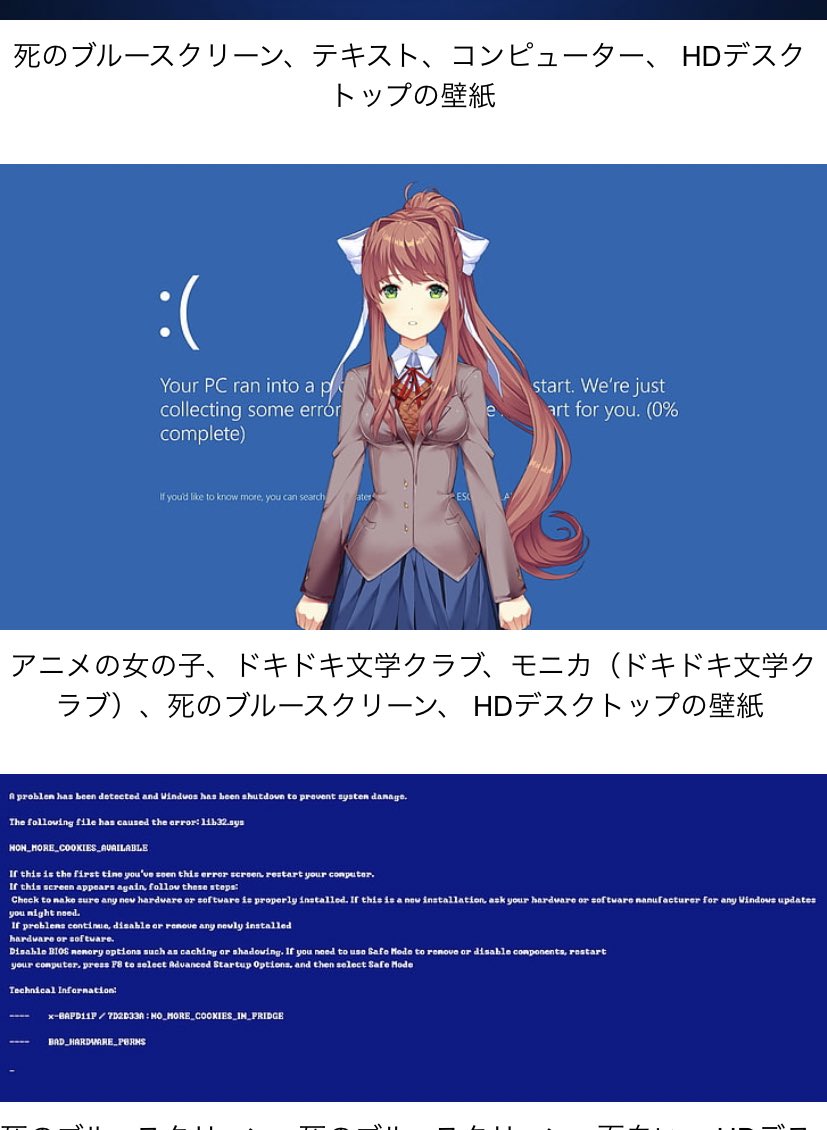 雑草にんげん ブルースクリーンを背景にモニカを描こうと思って素材探してたら 壁紙ダウンロードサイトにすでにモニカ出てきた T Co Yjrgdx4bsw Twitter