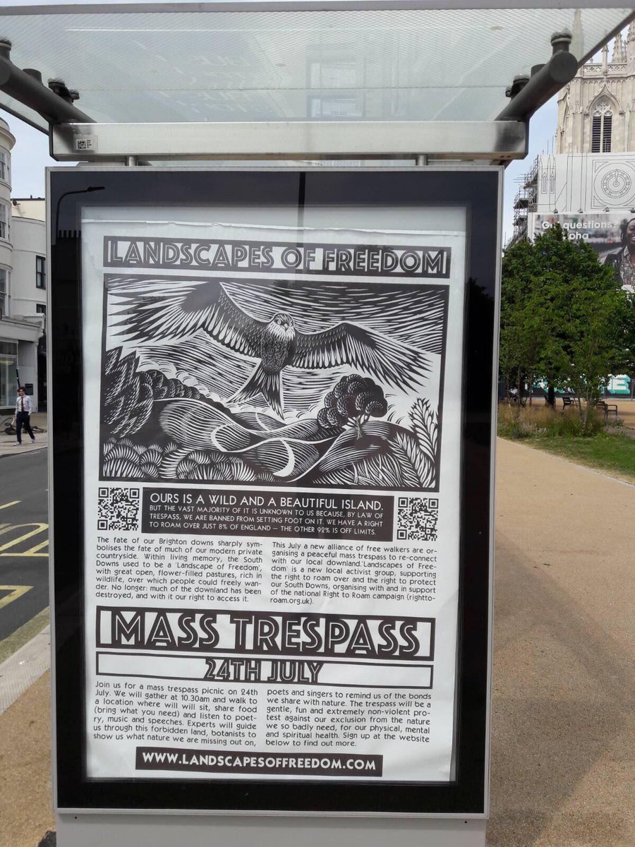 Wow! What a fantastic bit of #subvertising has appeared in #Brighton today! Just the kind of reminder we wanted: TOMORROW, Saturday 24th, we walk out together, on our #MassTrespass for the #RighttoRoam. Join us! Details here 👇 landscapesoffreedom.com/the-trespass/