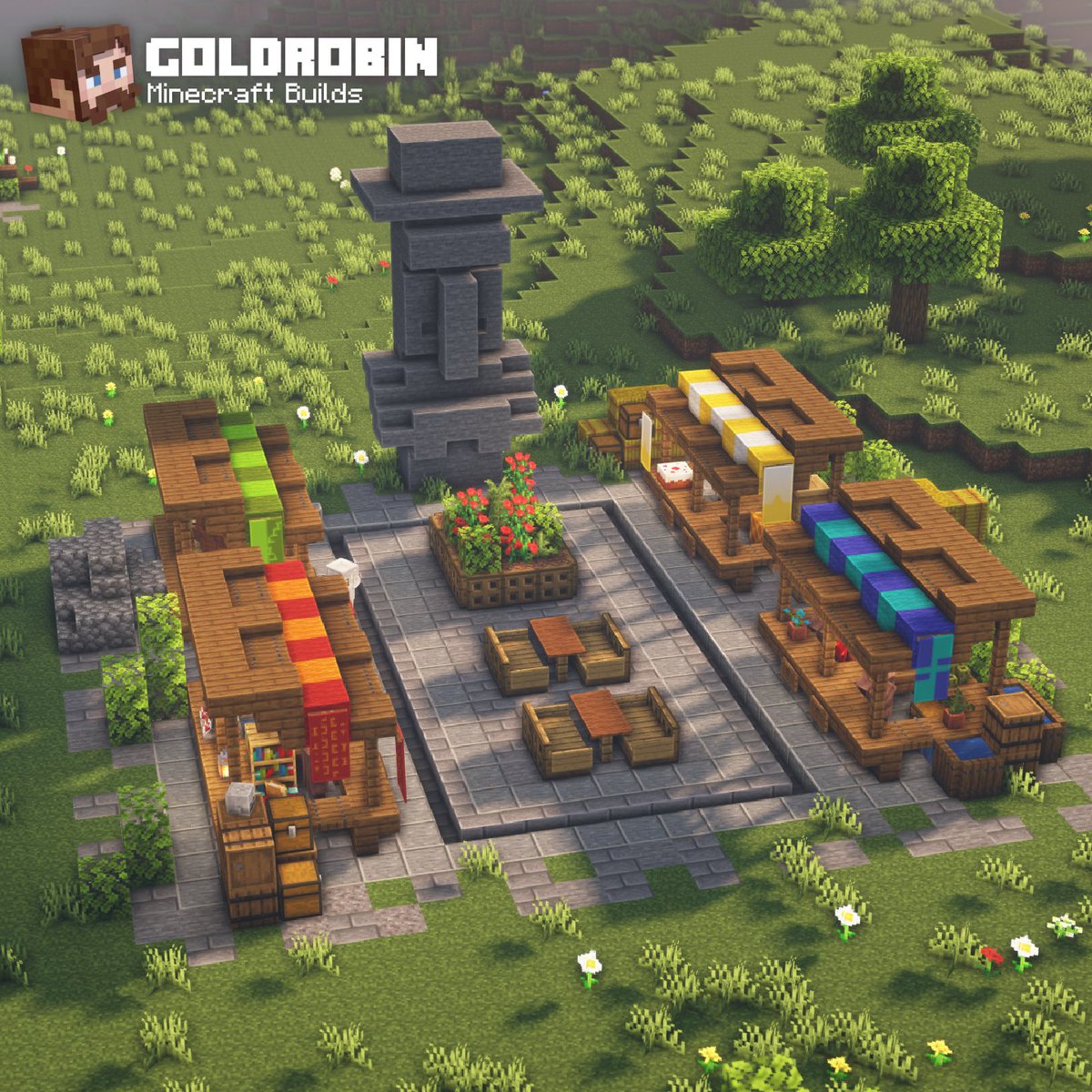 xGoldrobin's tweet photo. I built a Market Stall &amp; Marketplace! 🎪 #minecraft https://t.co/Bt5i9oCDGk