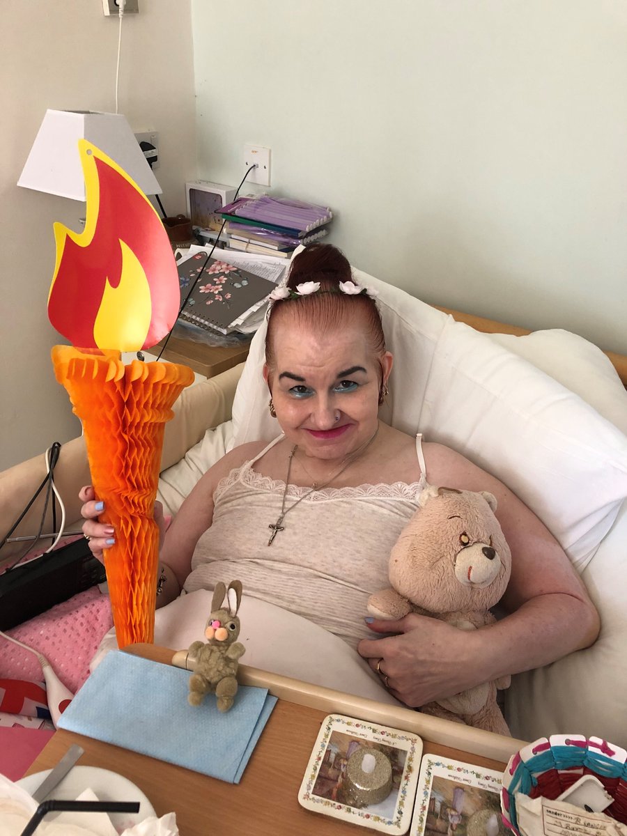 Victorianurseg's tweet photo. To celebrate the start of the Olympics in Tokyo we brought round our own Olympic torch round to the residents of Wells Lodge Nursing Home in Folkestone, and they really got into the spirit of the games! 
#WellsLodgeNursingHome #folkestone #Olympics https://t.co/DlCNGjPkwA