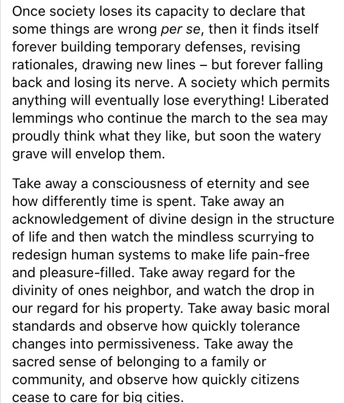 larkylulu's tweet photo. ..... A society which permits anything will eventually lose everything! Liberated lemmings who continue the march to the sea may proudly think what they like, but soon the watery grave will envelop them...
Neal A Maxwell #hearhim #LetGodPrevail #Nealamaxwell https://t.co/vZDIIuR7zc
