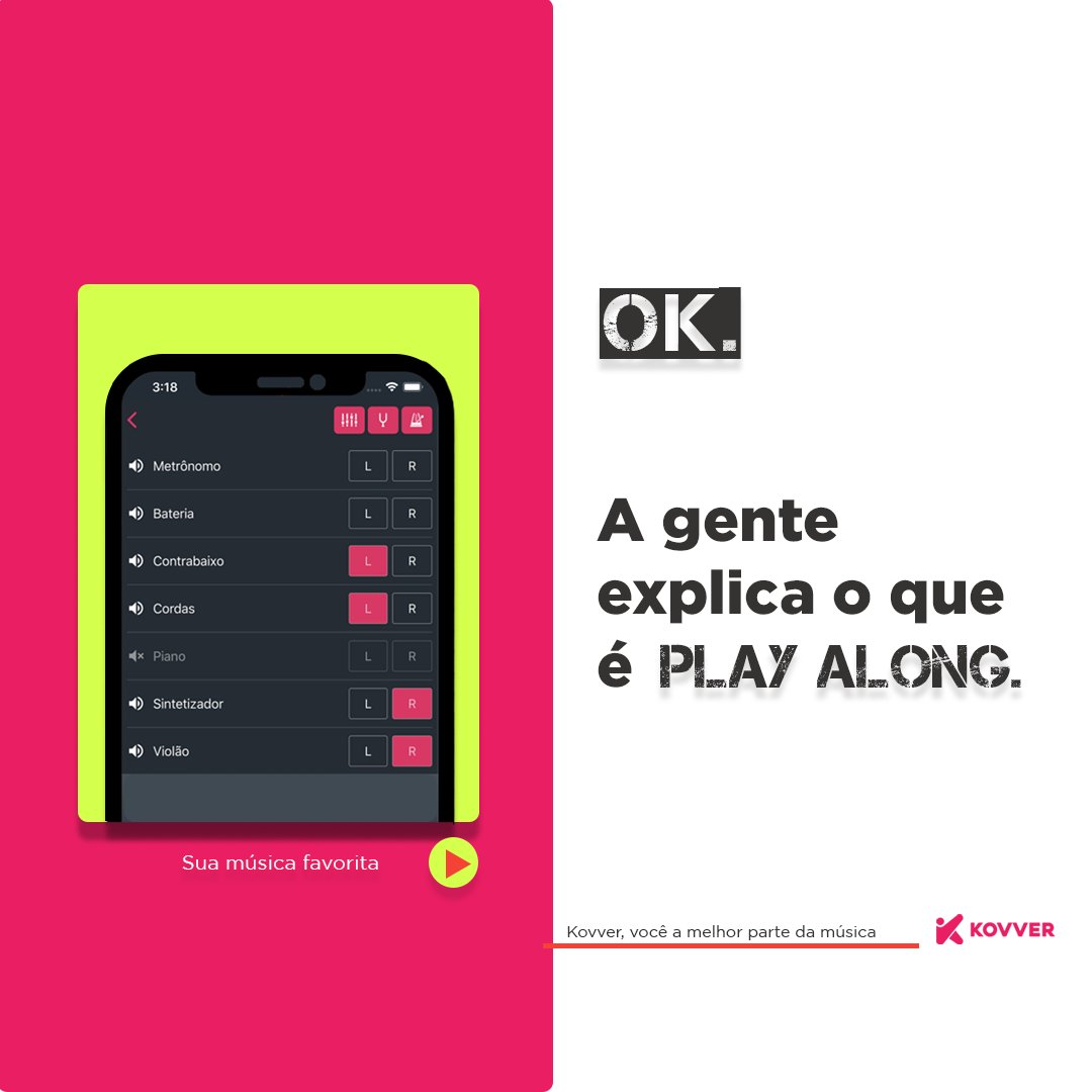 Kovverapp's tweet photo. Play along é exatamente uma música, porém s/ a guia do seu instrumento. É igual ou semelhante a um playback.
#kovver #playalong #banda #aplicativo #música #bandacover #instrumento #kovverapp https://t.co/kVosneQFOU