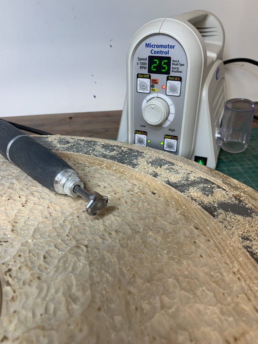 PatWoodturning's tweet photo. After watching Nick Agar’s demonstration at the AAW virtual symposium. I was inspired to finish this shield. #Patcarrollwoodturning #nickagarstudios #texture #Art #foredom  #katools https://t.co/LtjoHprWEk