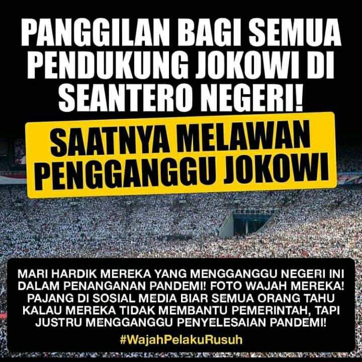 Siap menghadang para pemberontak negara dan pengganggu Jokowi✊

Sangat Jelas hukumnya untuk di proses bagi siapa saja tanpa kecuali bagi Pengacau NKRI ✊

#KitaPercayaJokowi 
#KitaPercayaJokowi