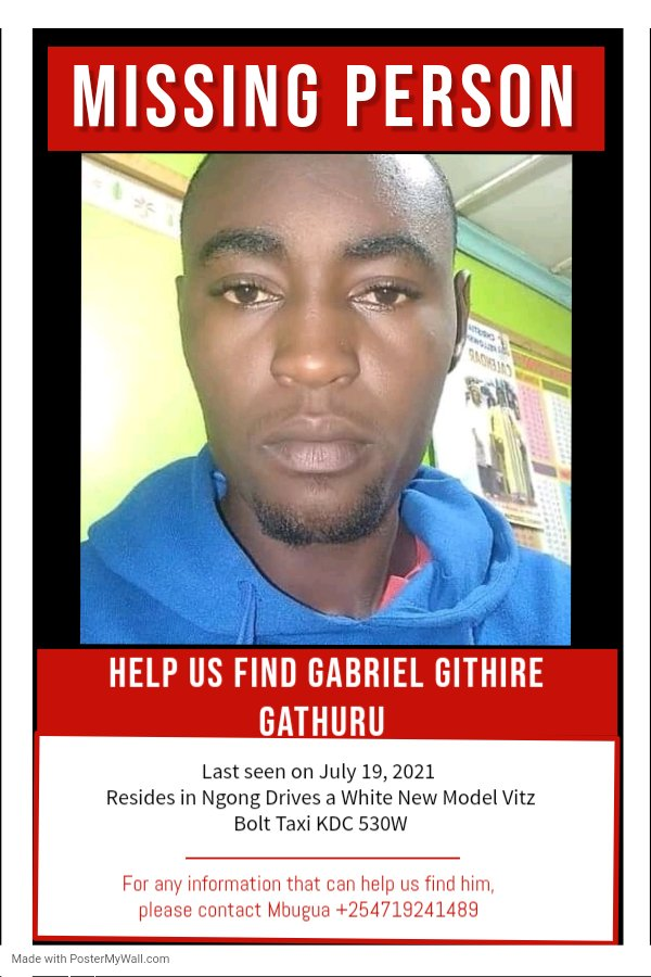 a3Route's tweet photo. 17:40 Help us Find Him RT widely Missing since Monday July 19 #BringBackGabriel #MissingPerson #Bolt @MissingKenyans https://t.co/ywKqcM4j3w via @kyamahpitz