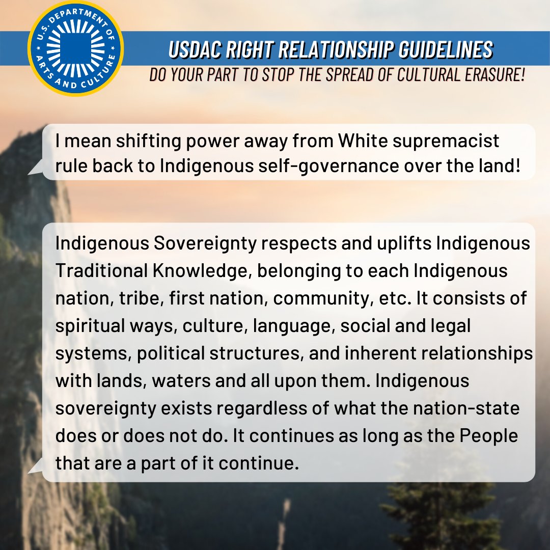 usartsdept's tweet photo. USDAC RIGHT RELATIONSHIP GUIDELINES: Defining Indigenous Sovereignty!

#Indigenous #honornativeland #usdac #native #Indigenoussovereignty https://t.co/NHJe1v9Mpx