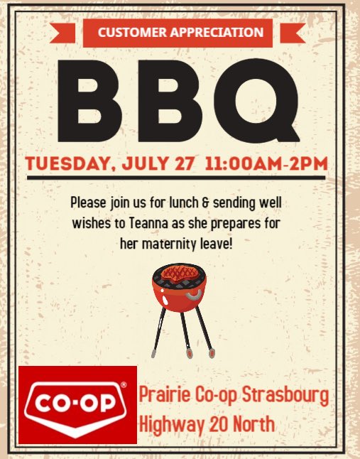 Please stop by our Strasbourg location on Tuesday for a BBQ!  🍔 🌭