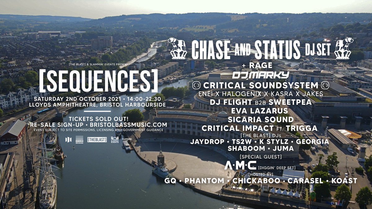 Sequences 2021 reschedule announcement + new Harbourside location! ☀️👌

We are delighted that we are still able to go ahead with this year’s event + we can’t wait to bring the weightiest artists in bass music to the heart of Bristol

Re-sale sign-up! ▶︎ bit.ly/Seq21-resalesi…